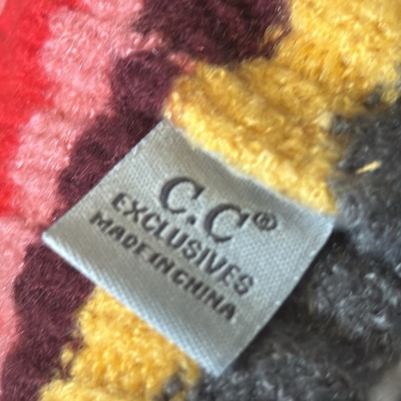 C.C Multi Color Striped Ribbed Beanie Hat - Picture 6 of 7